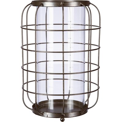 Lanterne métal ovale grillage effet vieilli et verre D7xH25cm PIER IMPORT