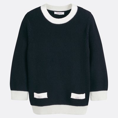 Pull manches longues bleu marine MORGAN