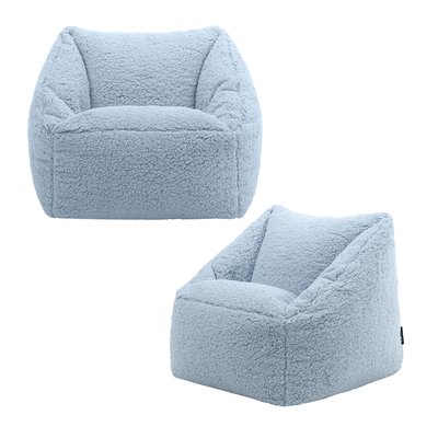 Lot de 2 poufs fauteuil enfant en polaire sherpa - MORGAN ICON