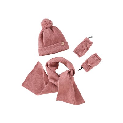 Ensemble en maille côtelée bonnet + écharpe + moufles/mitaines VERTBAUDET