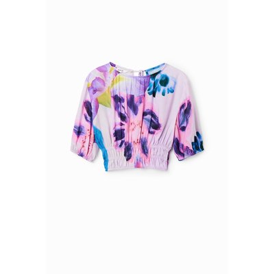 Blouse courte fleurs M. Christian Lacroix - RED - L DESIGUAL