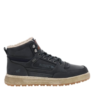 Sneakers bleu marine à empiècements superposés pourvus de lacets ronds MUSTANG