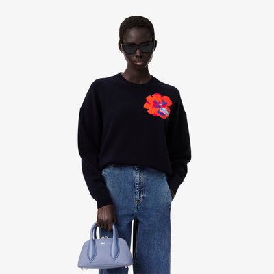Pull laine jacquard intarsia motif fleur LACOSTE