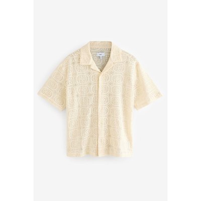 Chemise manches courtes en crochet col cubain NEXT