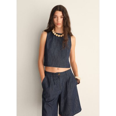 Top crop denim rinse wash MANGO