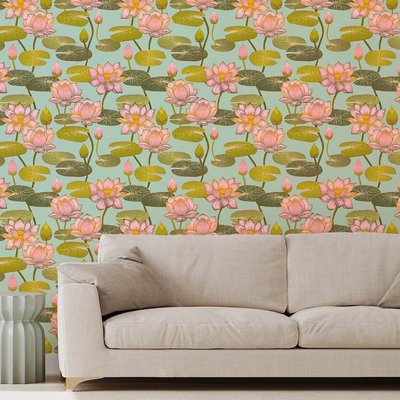 Papier peint fleurs de lotus HEXOA