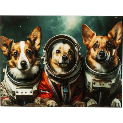 Tableau en verre chiens astronautes 80x60cm KARE DESIGN