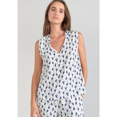 Ärmellose, bedruckte Bluse mit V-Ausschnitt LE TEMPS DES CERISES
