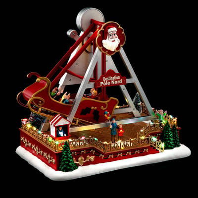 Village lumineux attraction bateau 41 LED H33 cm musical à mouvement ATMOSPHERA