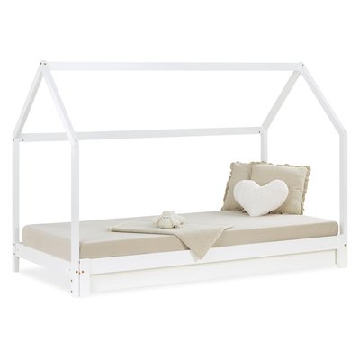 Lit Cabane Enfant 90x200 cm - blanc HOMESTYLE4U