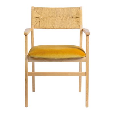 Chaise PALOMA velours finition bois blond BLANC D’IVOIRE