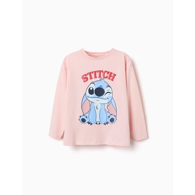 T-shirt en coton à manches longues avec imprimé Stitch ZIPPY