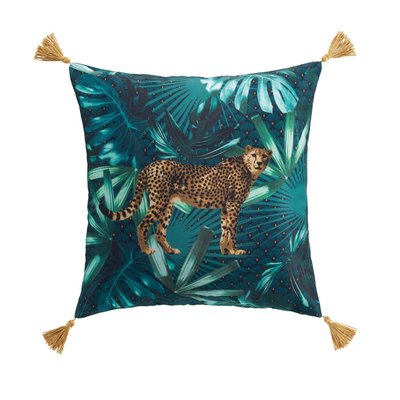Coussin jungle avec guépard DOUCEUR D'INTÉRIEUR