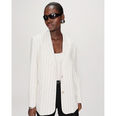 Blazer droit rayé à deux boutons white Velvet GRACE & MILA