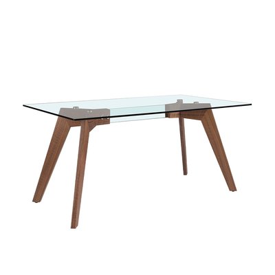 Table à manger en verre trempé et bois ANGEL CERDA