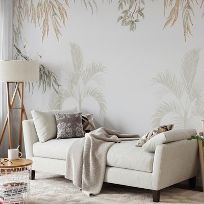 Papier peint panoramique jungle avec plantes et oiseaux - 425x260 cm (l x h) LA TOUCHE ORIGINALE