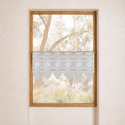 Brise-bise brodé à motifs théières HOME MAISON