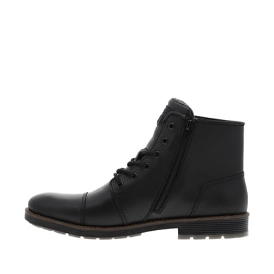 Bottines en cuir noires à talon décroché bas avec des lacets et un zip latéral RIEKER