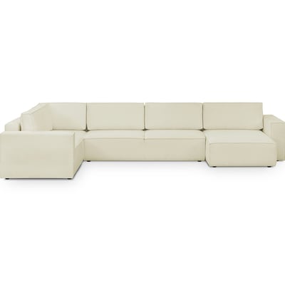 Canapé d'angle gauche convertible 8 places en tissu bouclé - HARPER MOD HOMIFAB