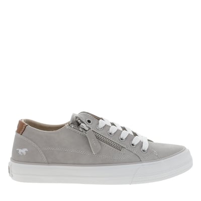 Tennis grises à semelle plate avec des lacets et un zip latéral MUSTANG