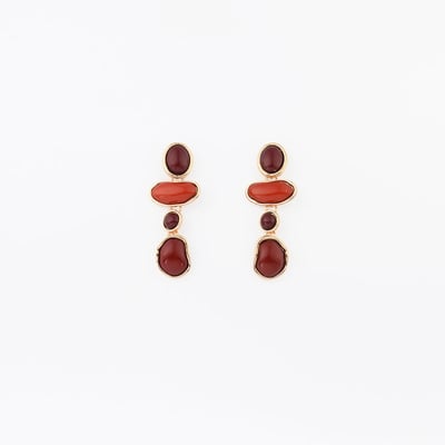 Boucles d'oreilles à cabochons bordeaux BALABOOSTE