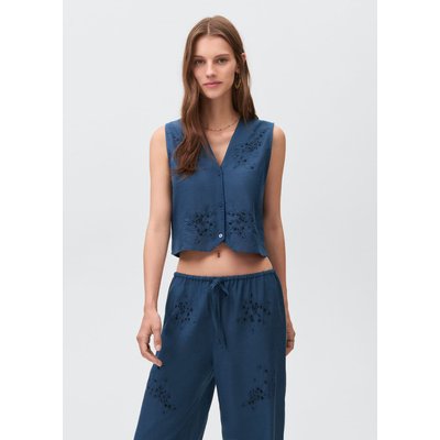 Gilet lin brodé MANGO TEEN