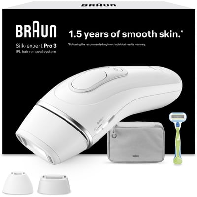 Epilateur lumière pulsée IPL PL3122 Silk-expert pro 3, 2 têtes, 1 rasoir Gillette Venus, pochette BRAUN