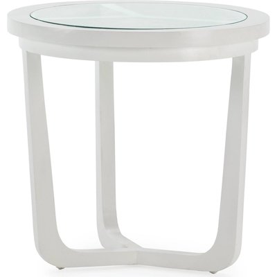 Table d'appoint blanche en cèdre et verre élégance moderne RECOLLECTION