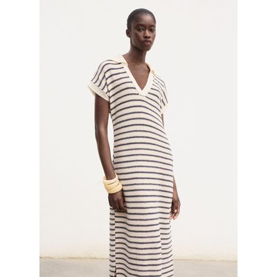 Robe longue maille rayures MANGO