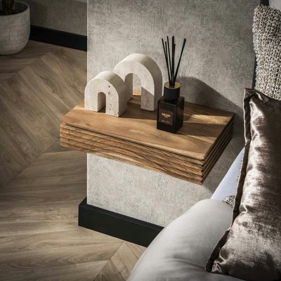 Table de chevet murale en bois d'acacia avec stries 40 cm (lot de 2) MELBOURNE PIER IMPORT
