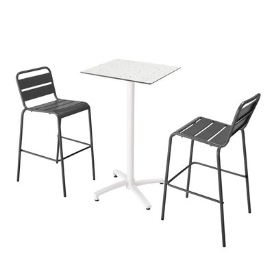 Ensemble table inclinable en hpl avec chaises hautes en métal, OPERA OVIALA