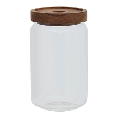 Medium Glass Storage Jar with Acacia Wood Lid SO'HOME