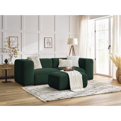 Canapé droit fixe 3 places en tissu texturé avec pouf, ZEPHYR BOBOCHIC