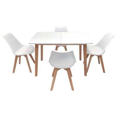 Table extensible Helga 120, 4 chaises Nora, NORA HAPPY GARDEN