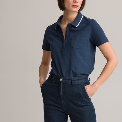 Cotton Pique Polo Shirt with Short Sleeves ANNE WEYBURN