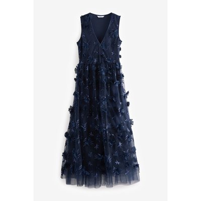 Robe longue à col v avec imprimé floral 3d NEXT