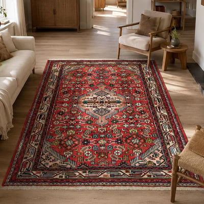 Tapis d'orient au motif oriental, noué main, HAMADAN 178 UN AMOUR DE TAPIS