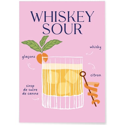 Affiche Cocktail Whiskey Sour 2 L'AFFICHERIE