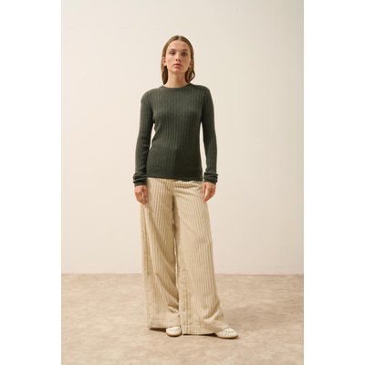 Pull Col Rond Kaki Chiné Avana JUST CASHMERE