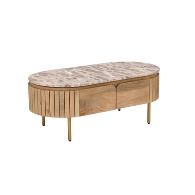 Table basse en marbre et bois de manguier CYRENE MADE IN MEUBLES 