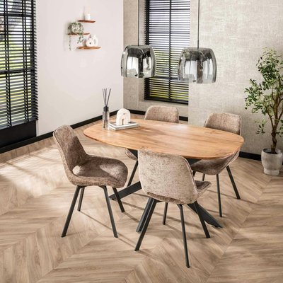 Table pied central avec plateau en bois d'acacia 150 cm MELBOURNE PIER IMPORT