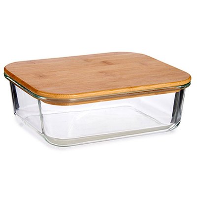 Boîte de Conservation Rectangulaire en Verre avec Couvercle Hermétique en Bambou - 1L WADIGA