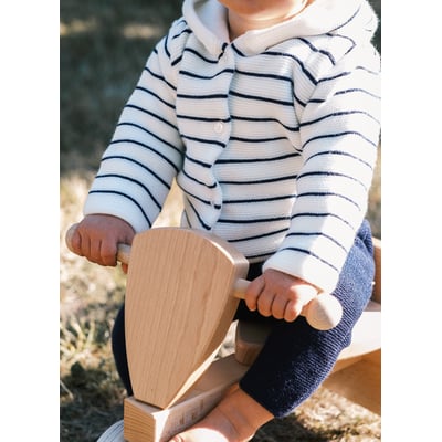 Manteau bébé à capuche en tricot LA MANUFACTURE DE LAYETTE