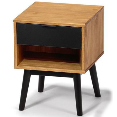Table de chevet bois et noir 1 tiroir 40x40x52cm WADIGA