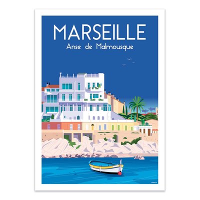 Affiche d’art 50 x 70 cm - Marseille Anse de Malmousque - Raphael Delerue WALL EDITIONS