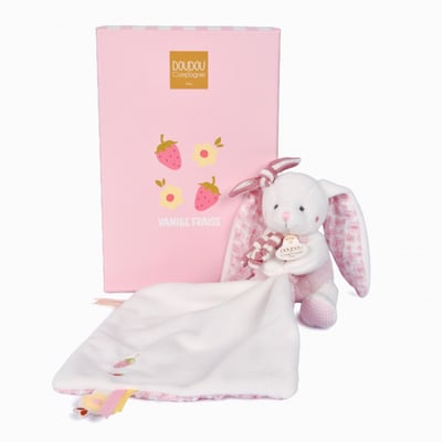 Peluche pantin lapin avec doudou DOUDOU ET COMPAGNIE