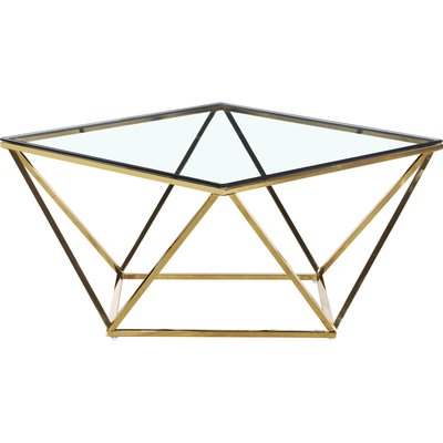 Table basse design verre trempé et structure inox doré RECOLLECTION