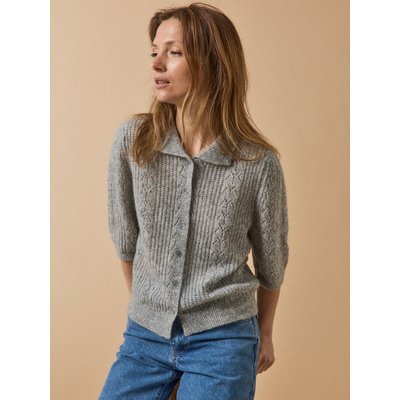 Gilet col polo avec laine et mohair CYRILLUS