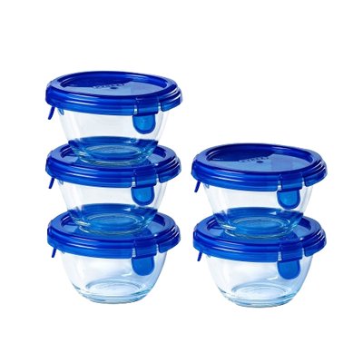 Lot de 5 mini bol en verre avec couvercle étanche 0,2L  - Cook & Go PYREX