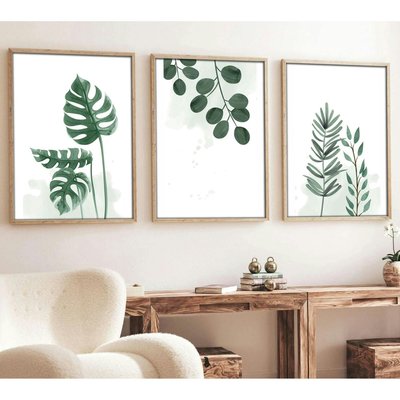 Tableau végétal minimaliste – détail feuillage ( lot de 3) PIER IMPORT